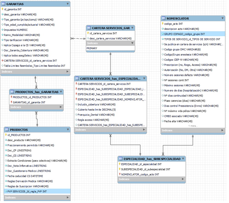 Model representing the product/warranty/CDS/nomenclature relationship.